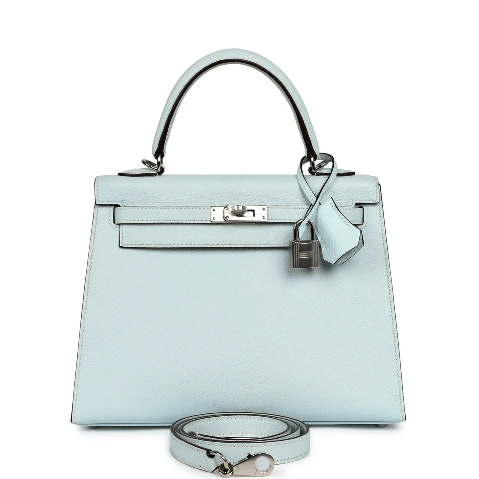 HERMÈS Kelly Sellier 25 Bleu Brume Epsom Palladium Hardware