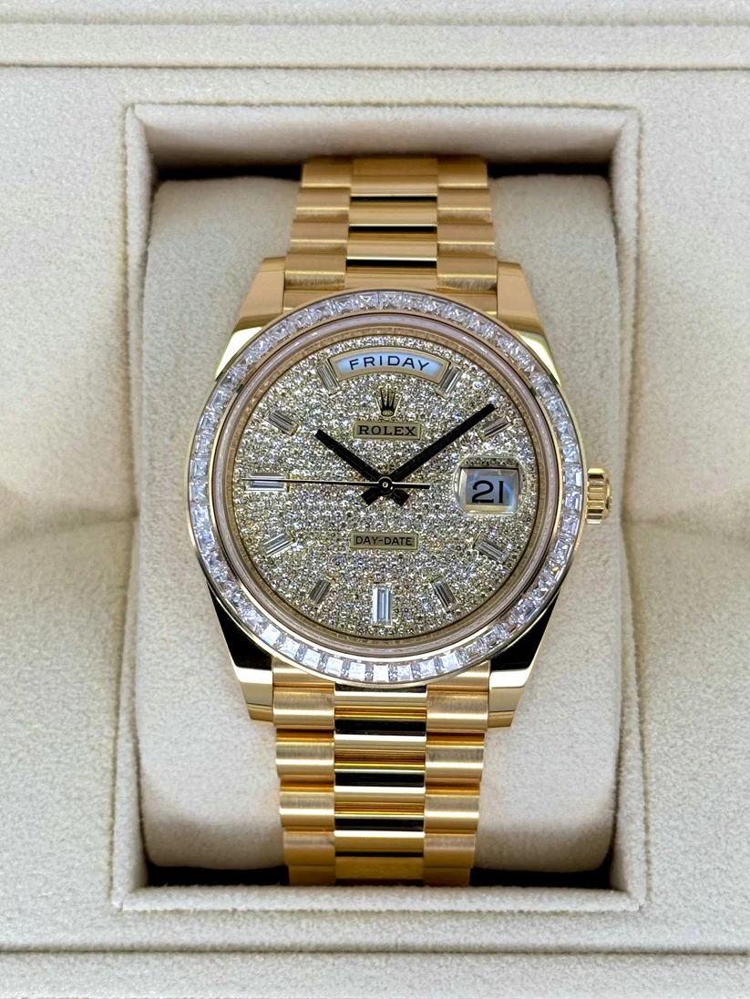RLX Day-Date 40mm 228398TBR-0036 Diamond Paved Dial President Watch