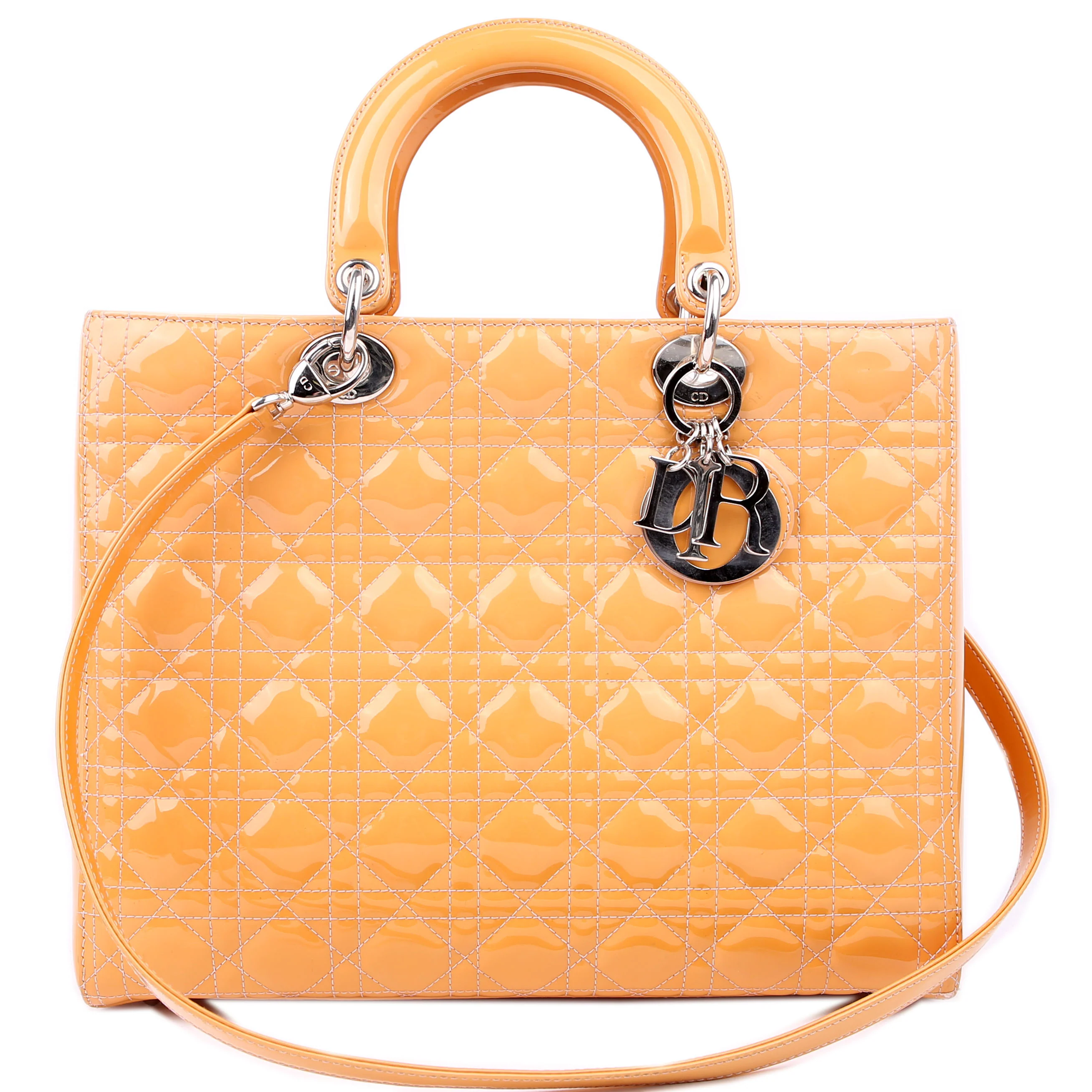 DIOR Lady Dior Large Cannage Patent Yellow