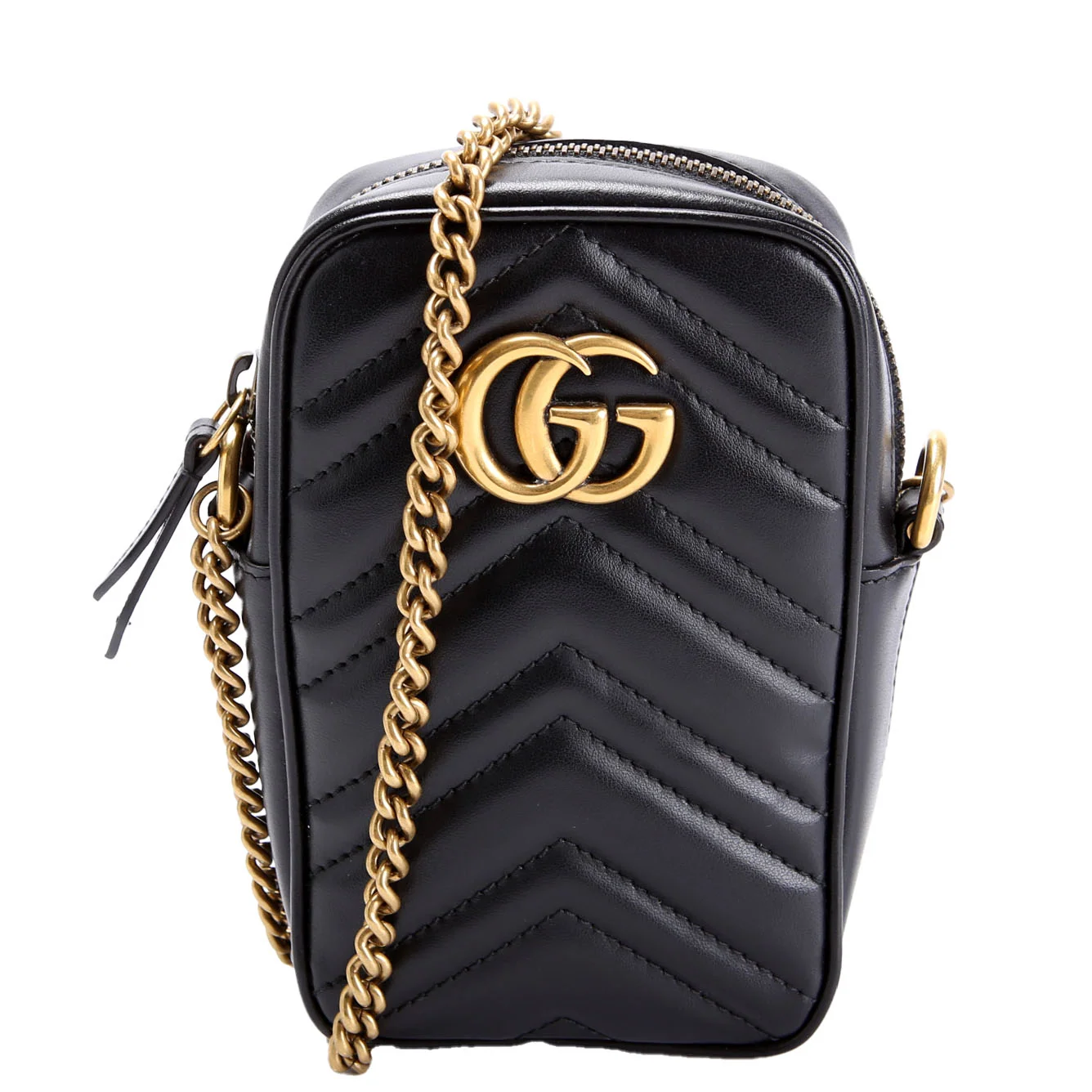 GUCCI 598597 GG Marmont Mini Bag Black/Gold