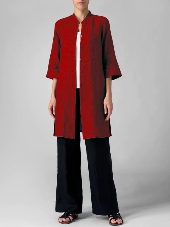 Cotton And Linen Irregular Shirt Cardigan