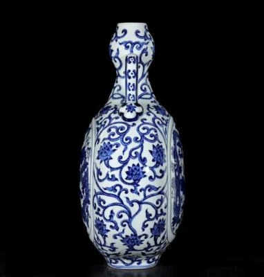 45CM Qianlong Signed Old Chinese Blue and White Vase W/dragon N3248