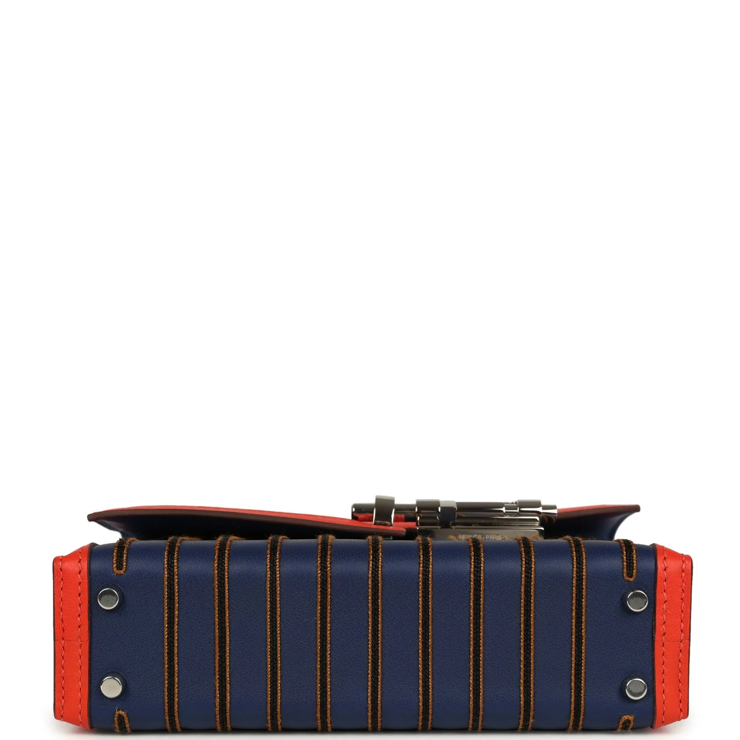 Hermes Mini Verrou 17 Capucine, Bleu Electric, Bleu Saphir Swift Palladium Hardware