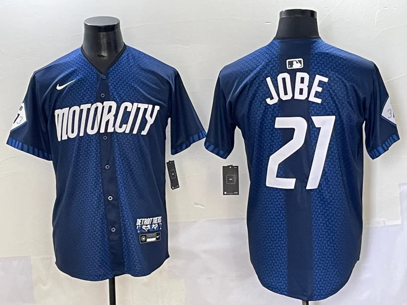 Men's Detroit Tigers Jackson Jobe #21 Navy City Connect Limited Player Jersey