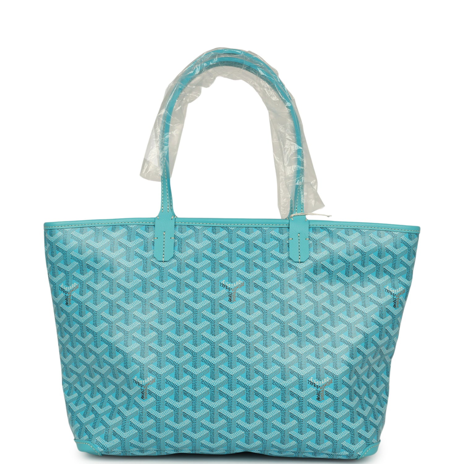 GOYARD Goyardine Canvas Turquoise Artois PM Tote Palladium Hardware