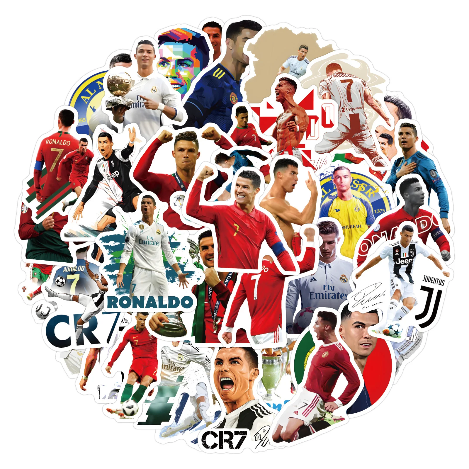Cartoon C. Ronaldo Football Star Sports Graffiti Decorative Stickers for Luggage, Laptop, Skateboard, Car - 50 Pieces