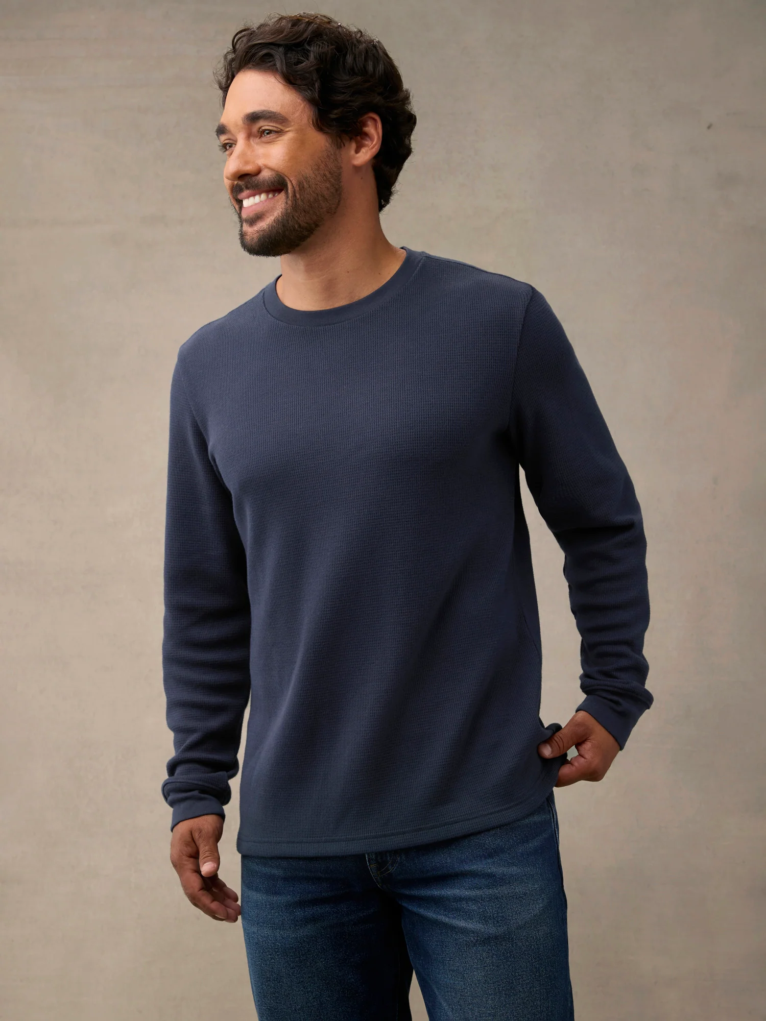 Dark Navy Waffle Thermal