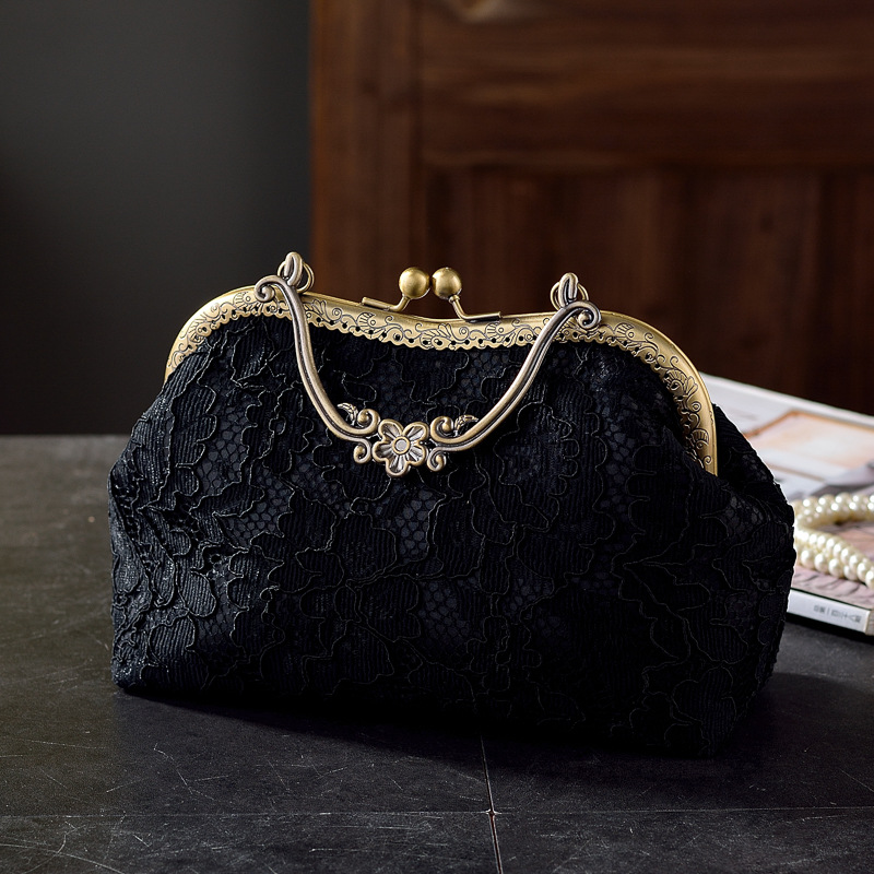Lady bronze handbag lace messenger bag