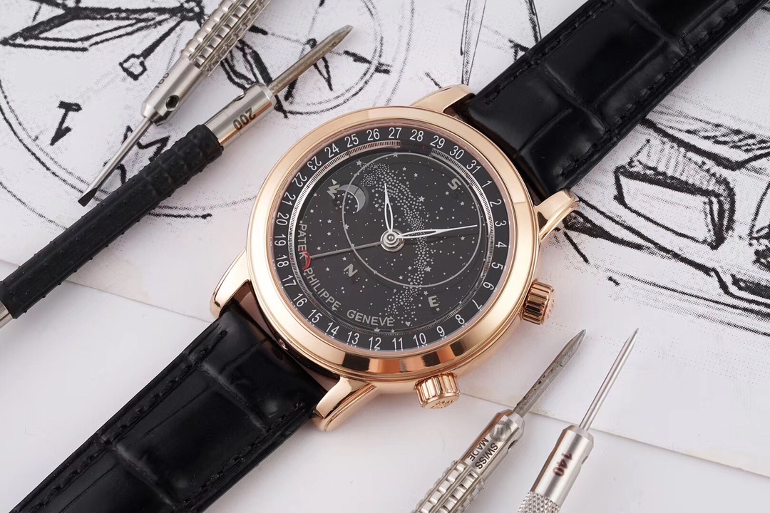 Patek Philippe Grand Complications Rose Gold 6102R-001 With Black Sapphire-Crystal Disks For Sky