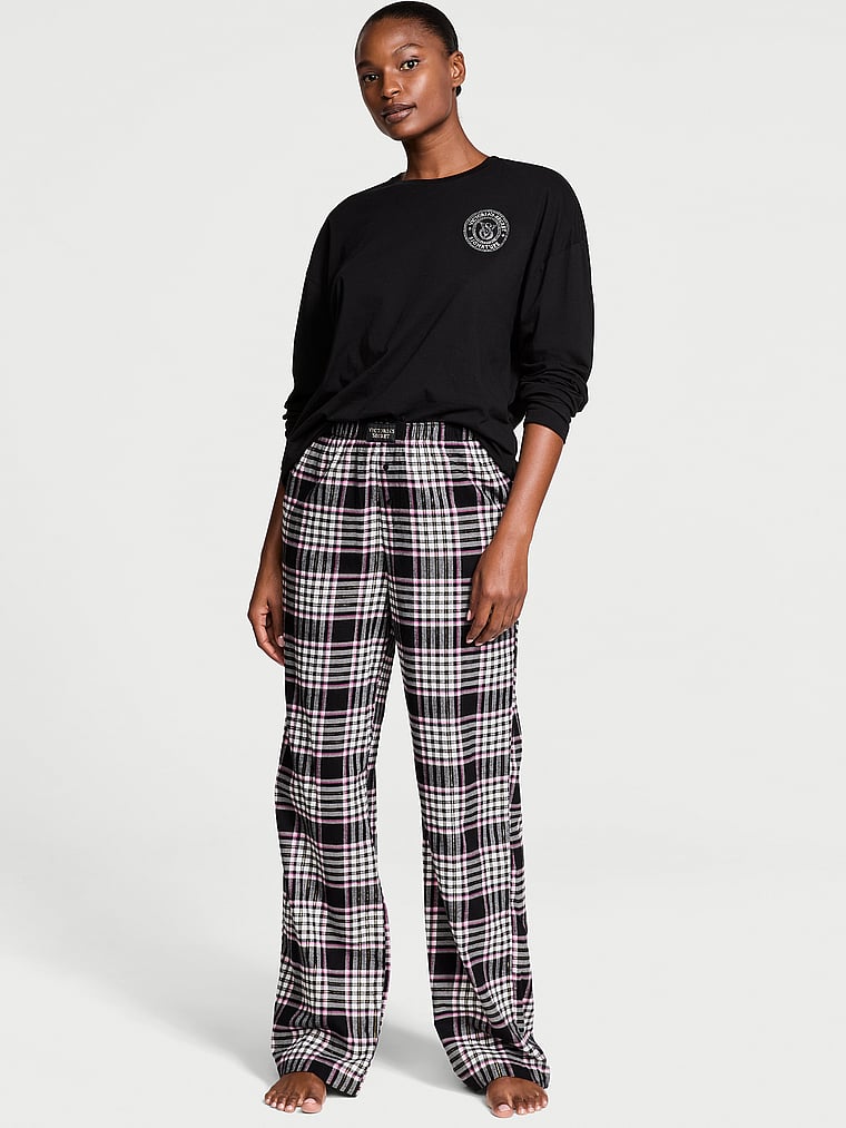 Victoria's Secret Flannel Long-Sleeve Tee-Jama Set