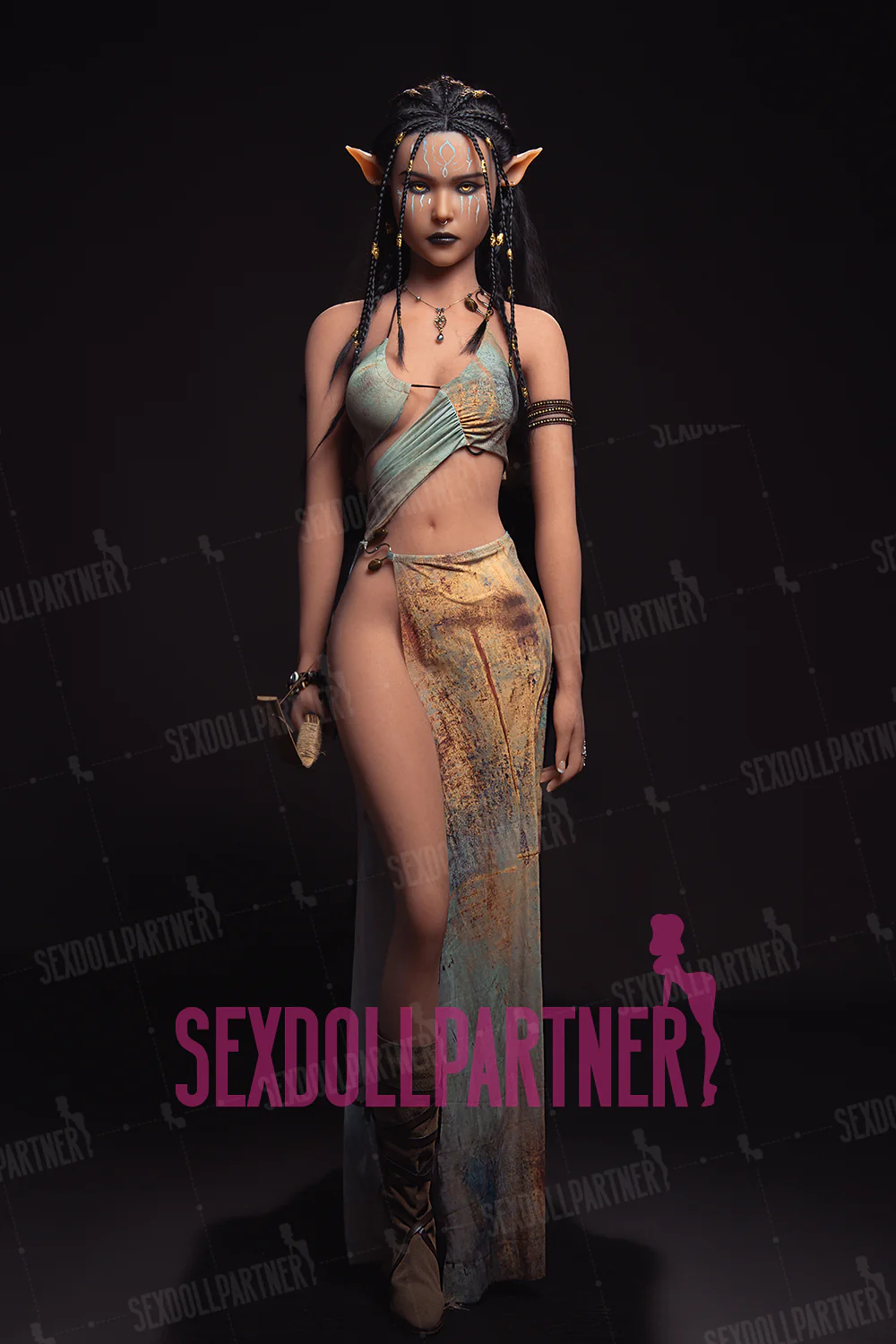 US Stock - YAMIEE Sia 5ft15/157cm 1073E Silicone Head TPE Body Tan Elf Hentai Alien Female Sex Doll