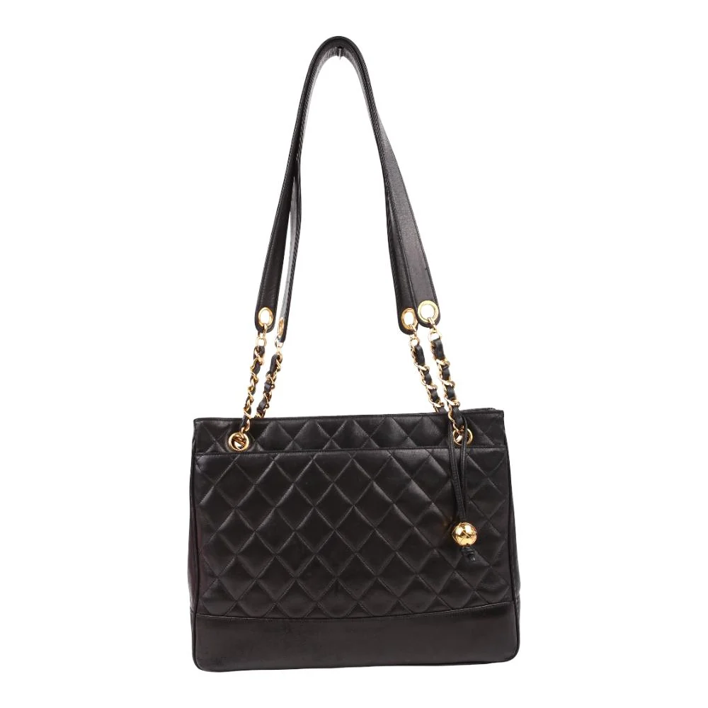 CHANEL Quilted Shoulder Bag Lambskin 2M Black