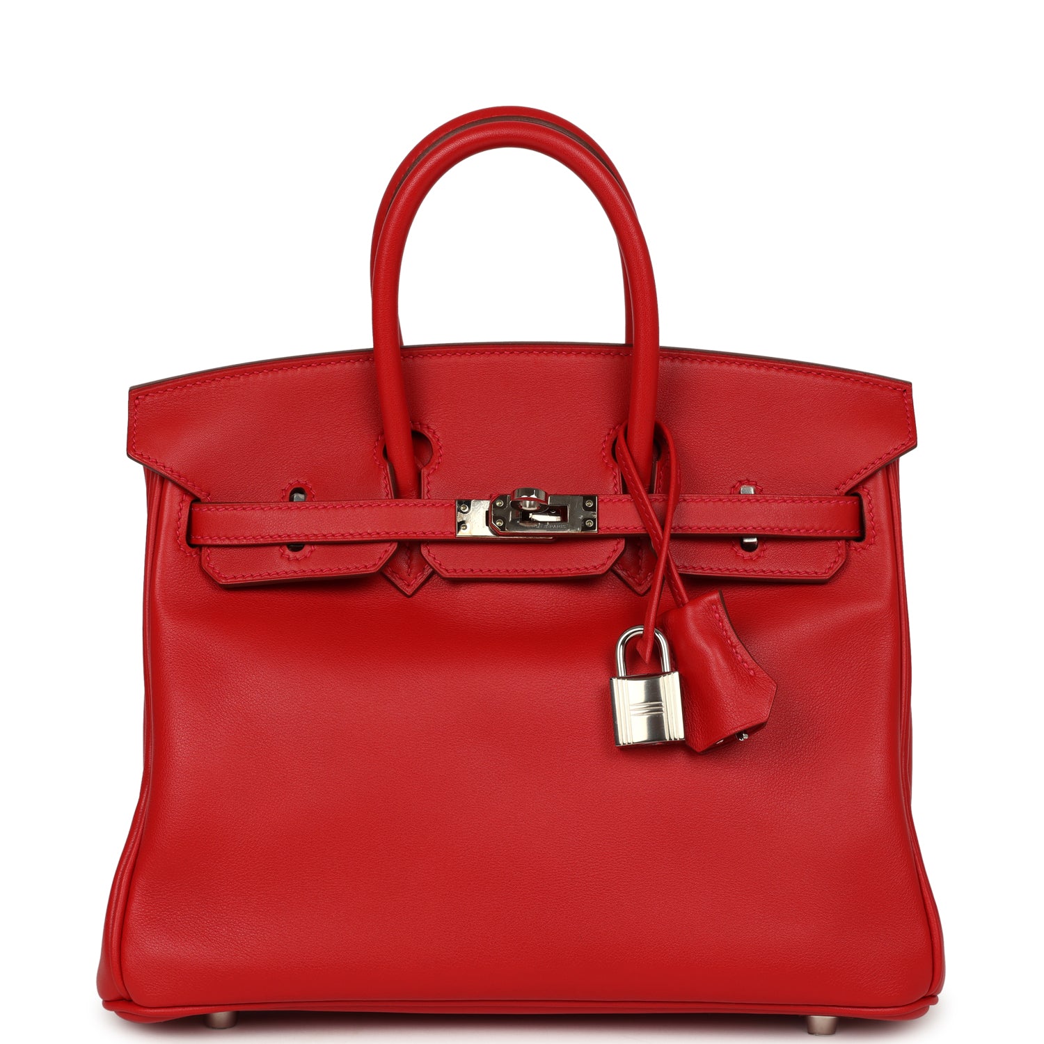 Hermes Birkin 25 Vermillion Swift Palladium Hardware