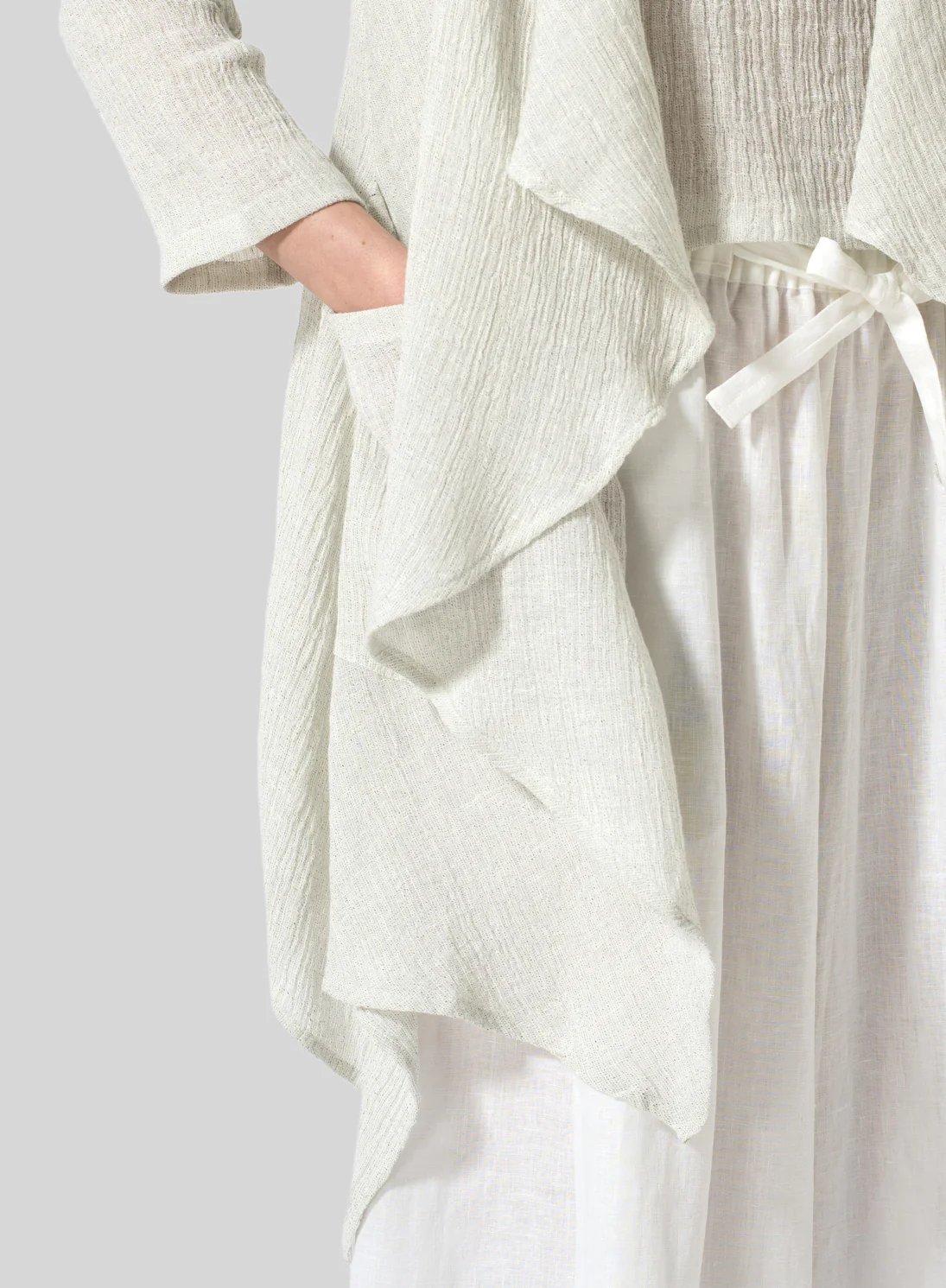 Womens Cotton Linen Waterfall Swing Cardigan