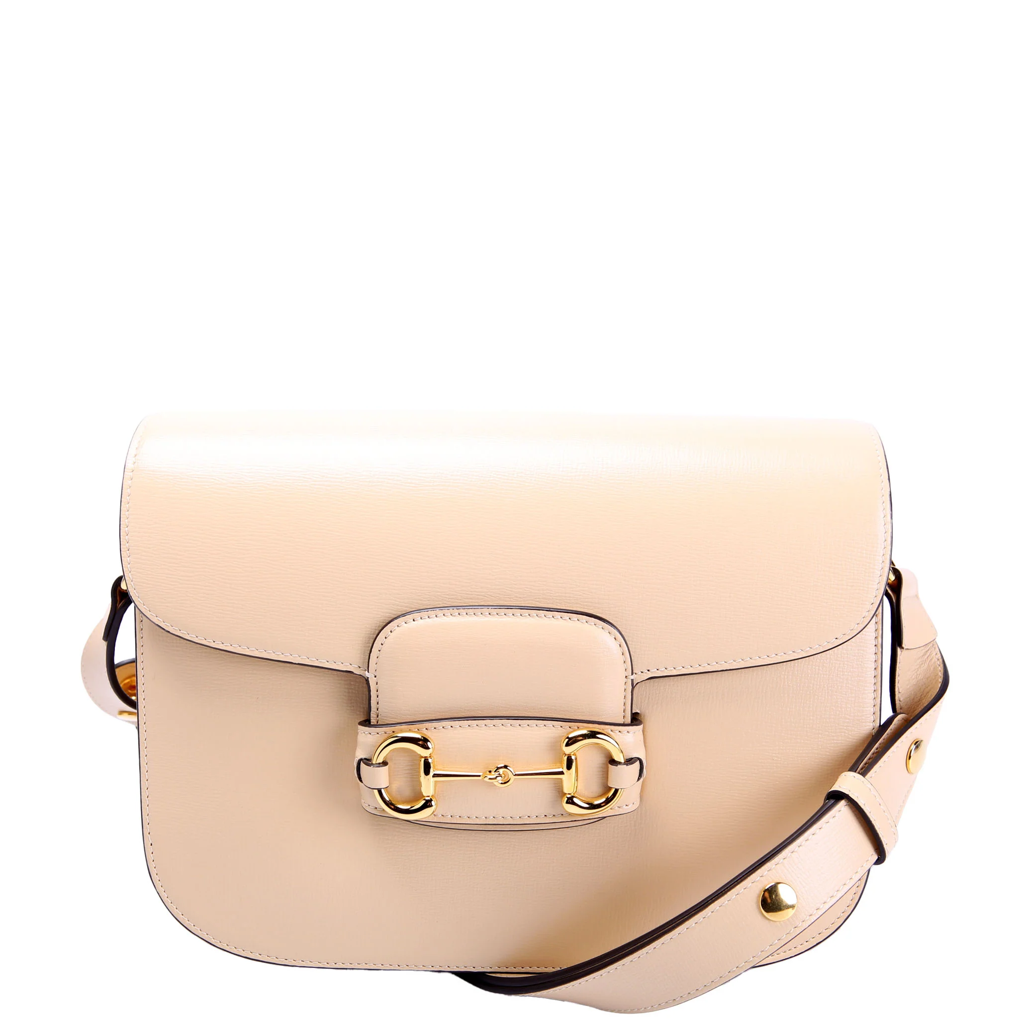 GUCCI 602204 Horsebit 1955 Leather Shoulder Bag Beige