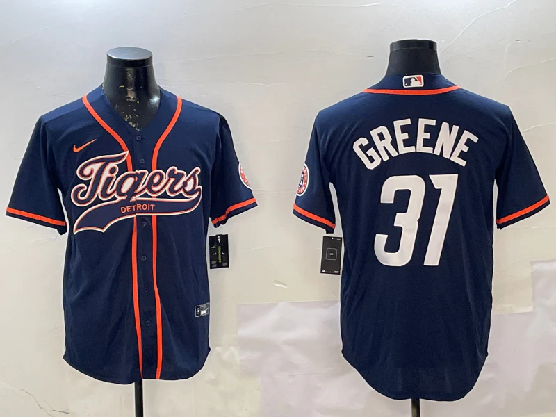 Men's Detroit Tigers Riley Greene #31 Navy Player Jersey