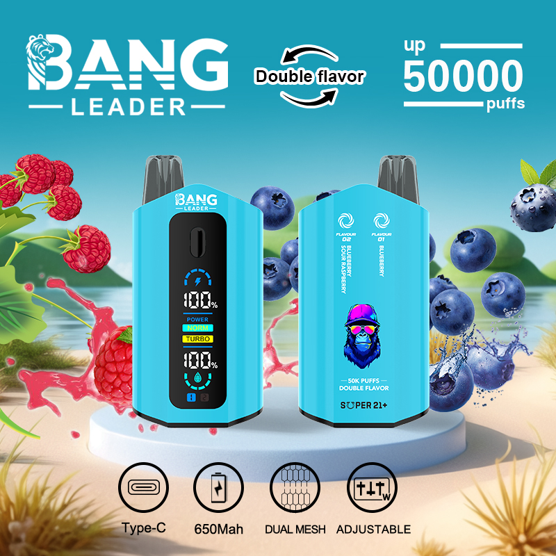 [Minimum order of two]Bang Leader 50K Puffs 2-in-1 Prefilled Vape | Dual Flavor, Adjustable Wattage,  Rechargeable