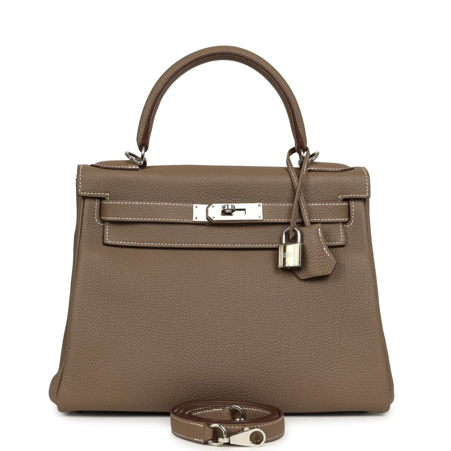 HERMÈS Kelly Retourne 28 Etoupe Togo Palladium Hardware