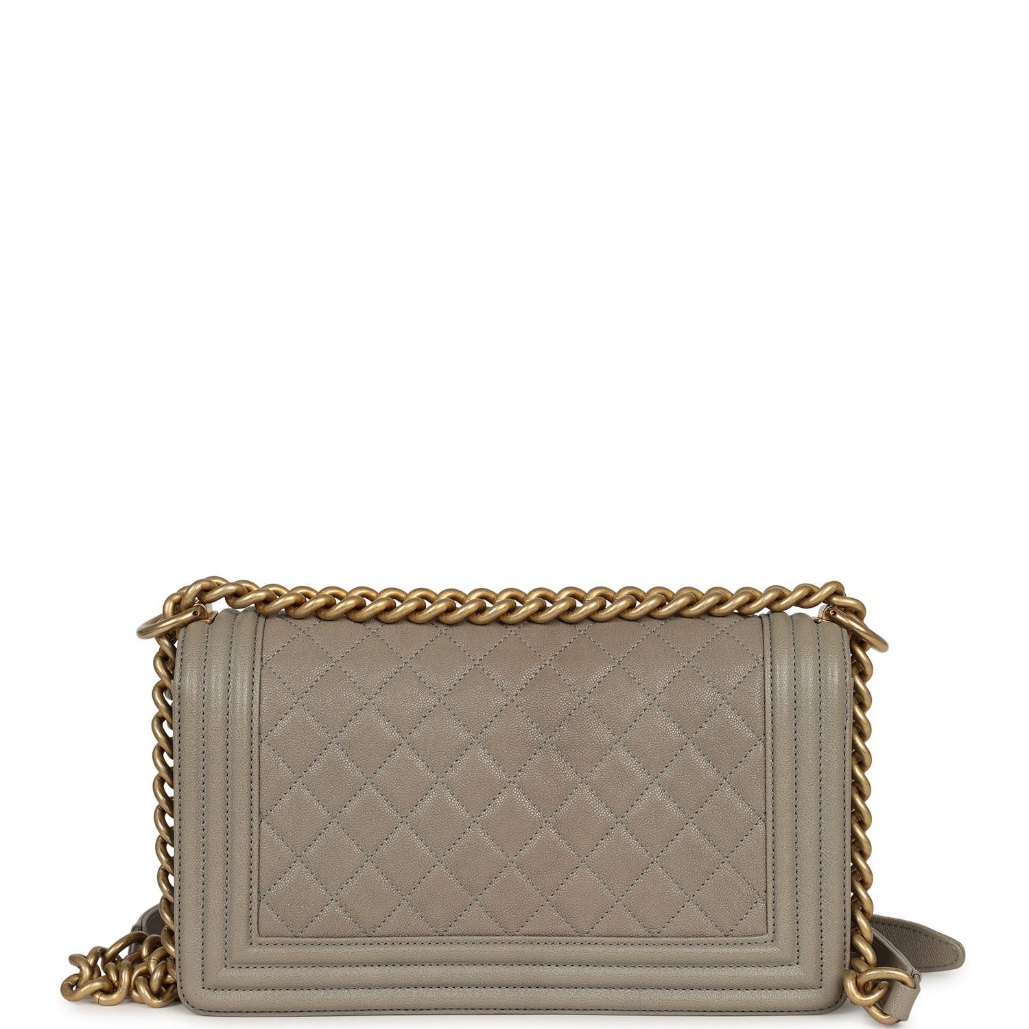 Chanel Medium Boy Bag Grey Caviar Antique Gold Hardware