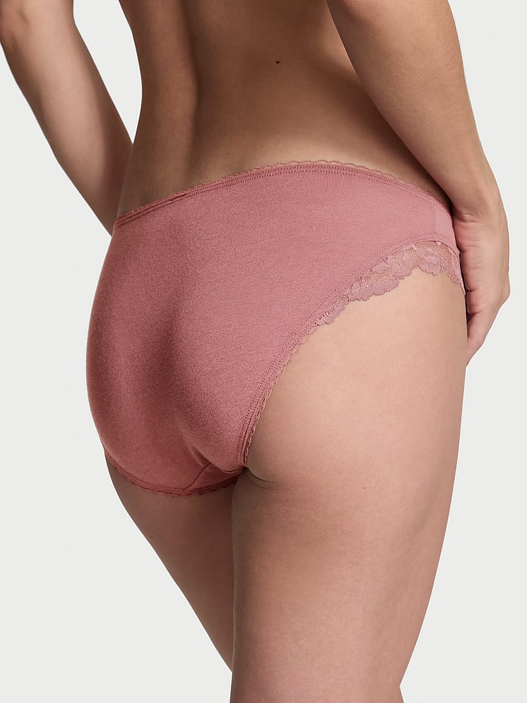 Victoria's Secret Stretch Cotton Lace-Trim Bikini Panty Novelty