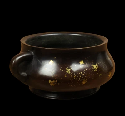 Xuande Signed Old Chinese Red Copper Handmade Incense Burner w/ear N3846