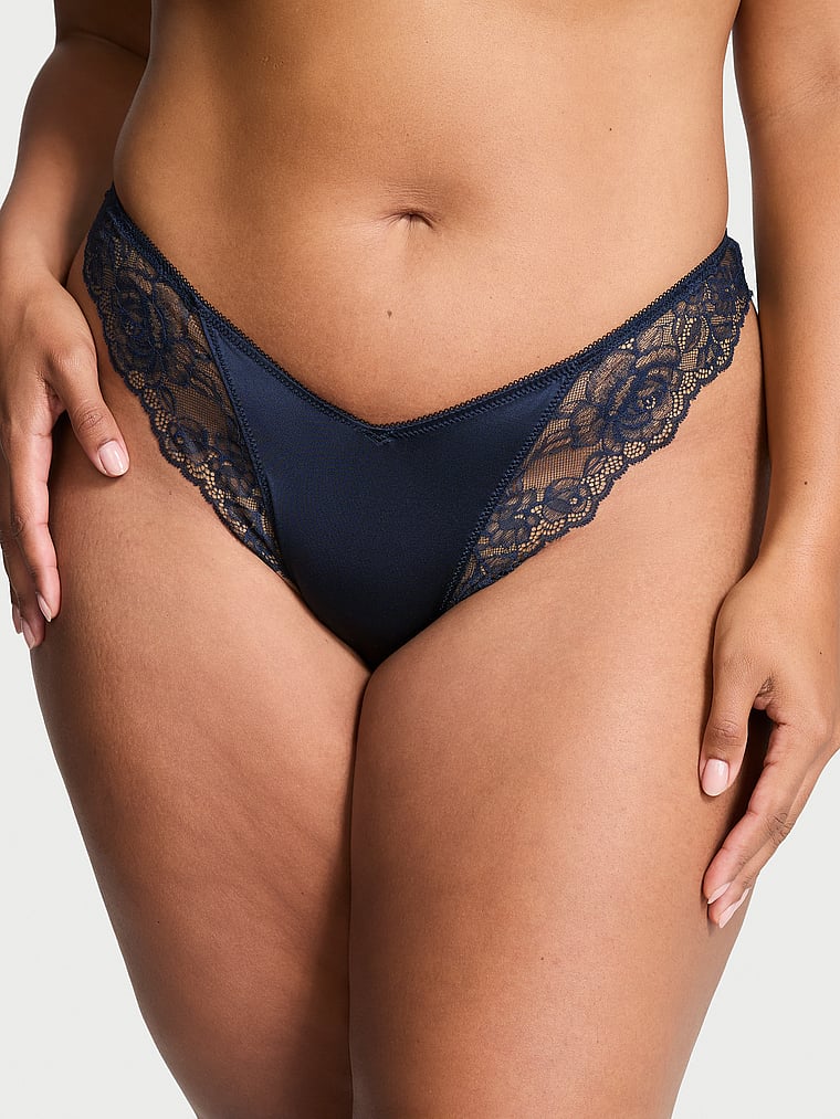Very Sexy Rose Lace-Trim High-Leg Thong Panty Lace Trim