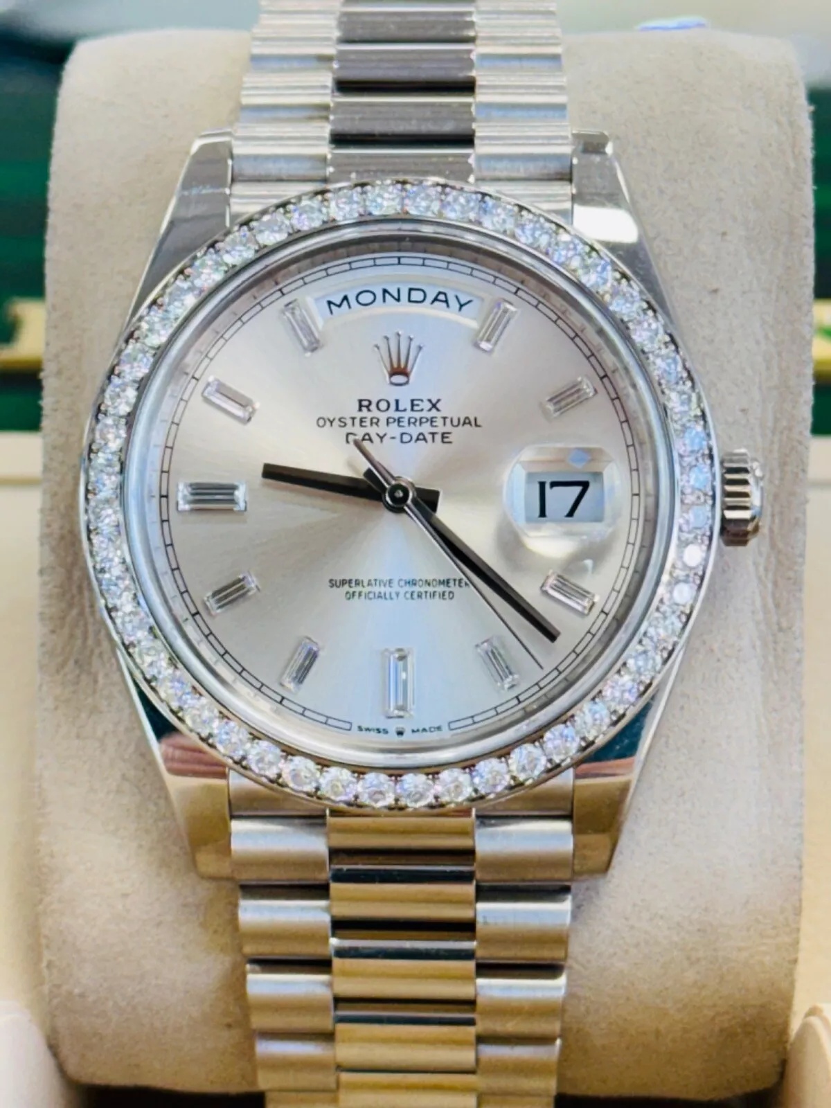 RLX Day-Date 40mm 228349RBR-0001 Silver Dial President Bracelet