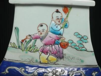 42CM Kangxi Signed Antique Chinese Blue & White Porcelain Vase w/ figure