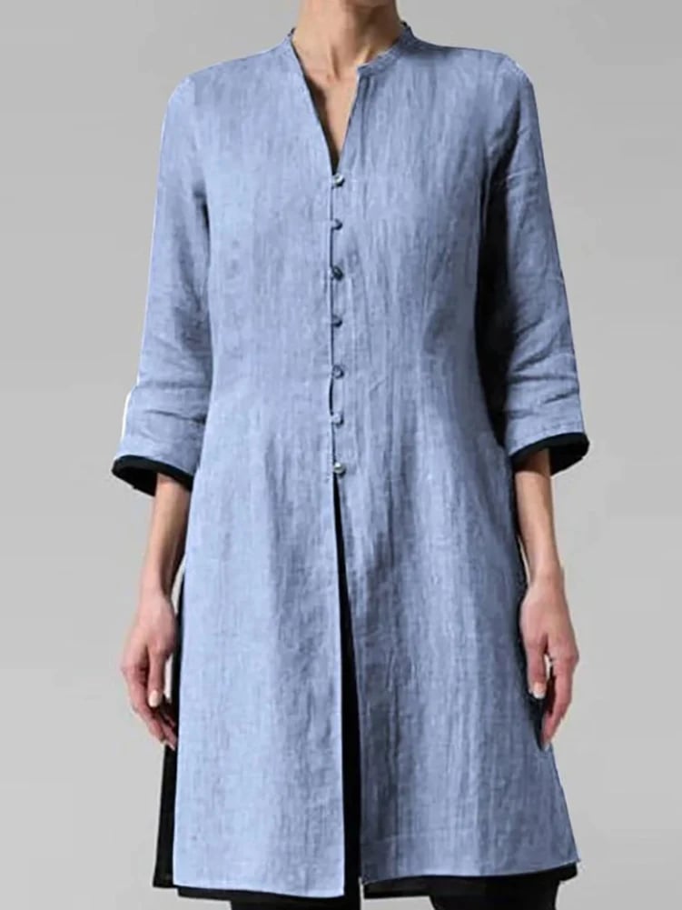 Irregular Cotton And Linen Shirt Cardigan