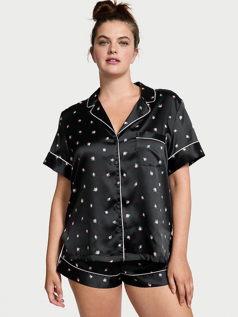 Victoria's Secret Satin Short Pajama Set Satin Notch