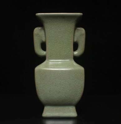 23.5CM Xuanzheng Signed Old Chinese Ru Yao Ru Kiln Vase w/elephant