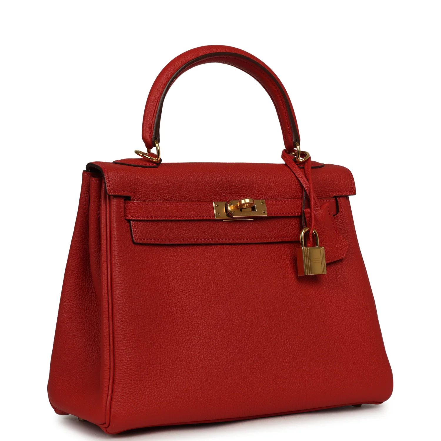 HERMÈS Kelly Retourne 25 Vermillion Togo Gold Hardware