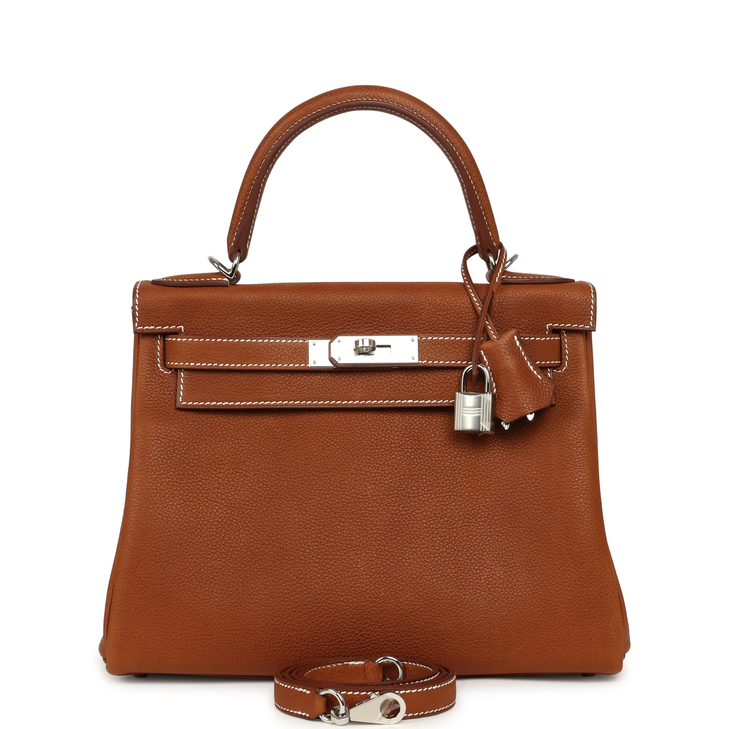HERMÈS Kelly Retourne 28 Fauve Barenia Faubourg Palladium Hardware