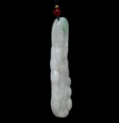26G Chinese Natural Jadeite Jade Pendant w/Guanyin Buddha