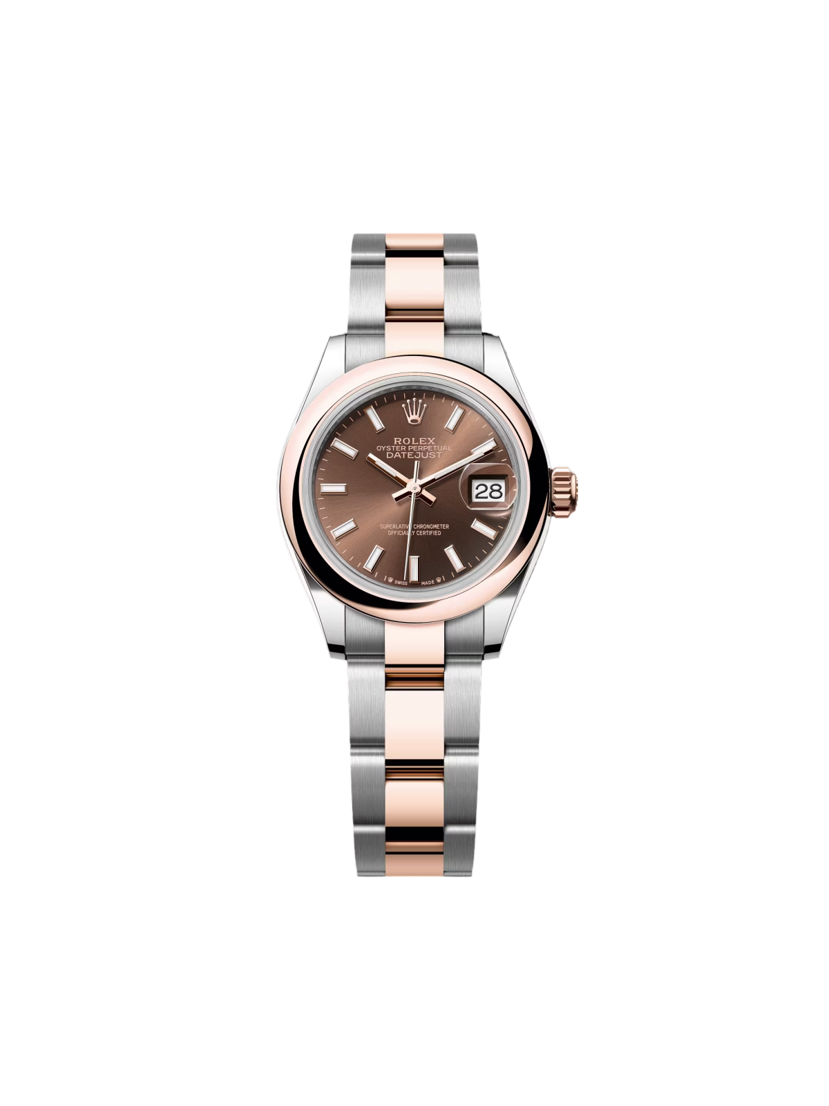Rolex Lady-Datejust 28mm  279161 Chocolate Stick Dial, Two Tone Stainless Steel & 18K Rose Gold Oyster Bracelet Women's Watch