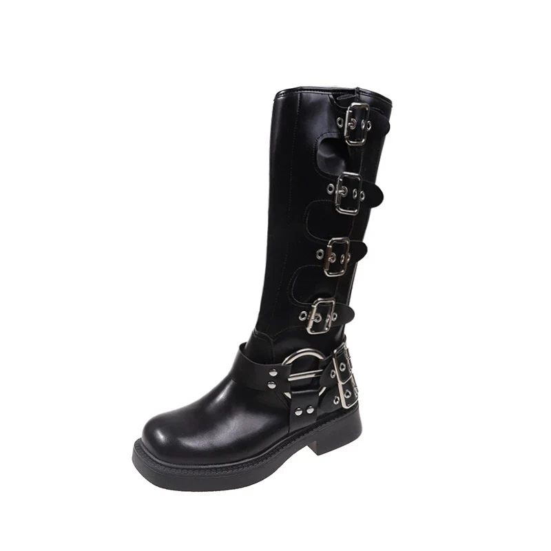 Woman Boots Knee High Platform Elegant Low Heel Trend Punk Gothic New Rock Footwear