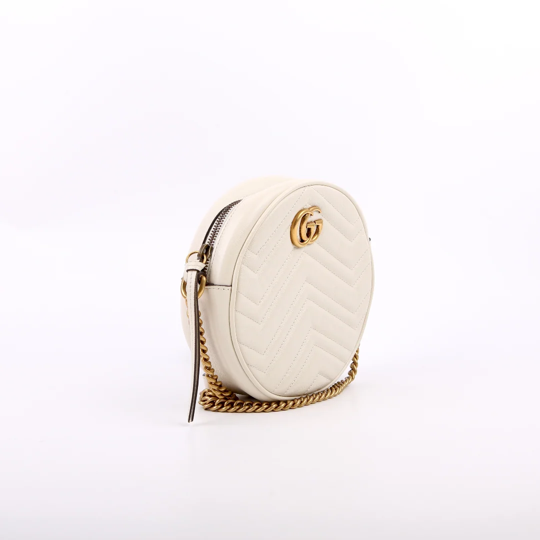 GUCCI 550154 Marmont Mini Round White