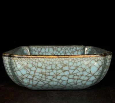 Old Chinese Ru Yao Ru Kiln Brush Washer w/poem CK619