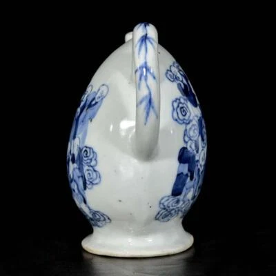 Signed Old Chinese Blue and White Teapot W/Buddha N3277