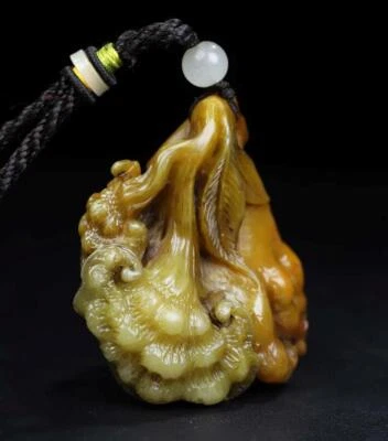 Old Chinese Shoushan Stone Seal Stamp Statue w/flower N184