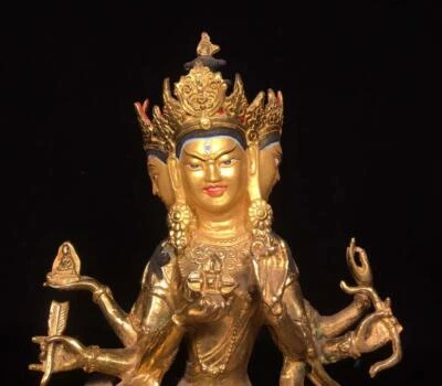 22CM Old Chinese Bronze Statue Buddha N1699