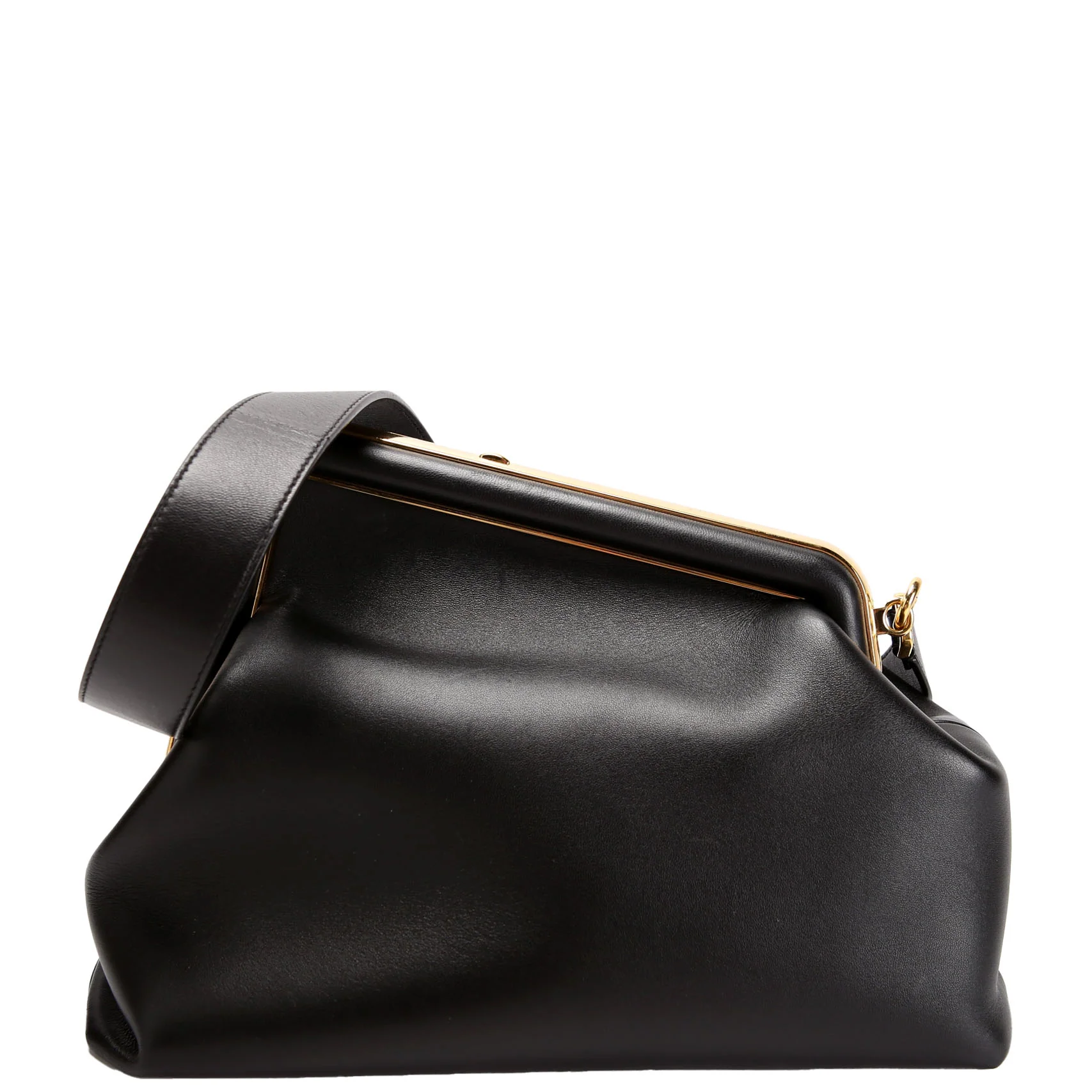 FENDI 8BP127 First Medium Leather Shoulder Bag Black