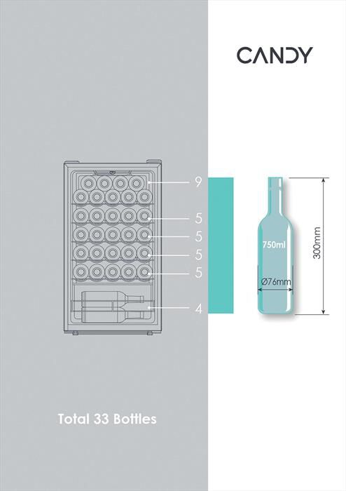 CANDY - Cantinetta CWC033M Classe G 33 bottiglie-Nero