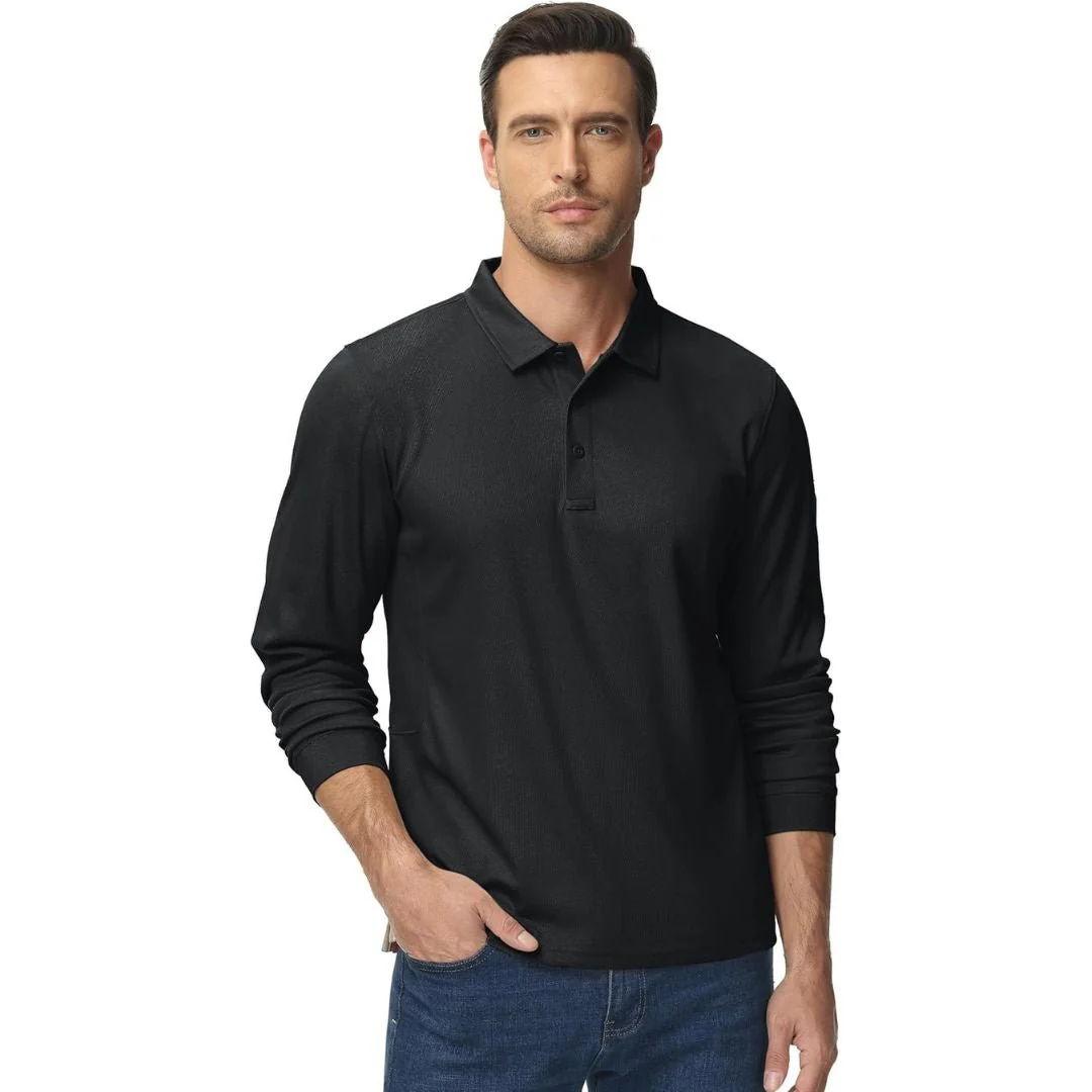 Men's Long Sleeve Quick Dry Tactical Performance Polo Shirt