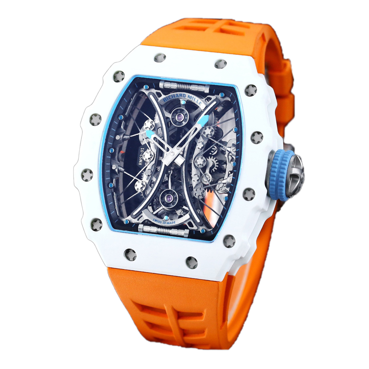 【7A Quality】Best Replica Richard Mille RM053-01 Richard Mille Pablo MacDonough in Orange Rubber Strap