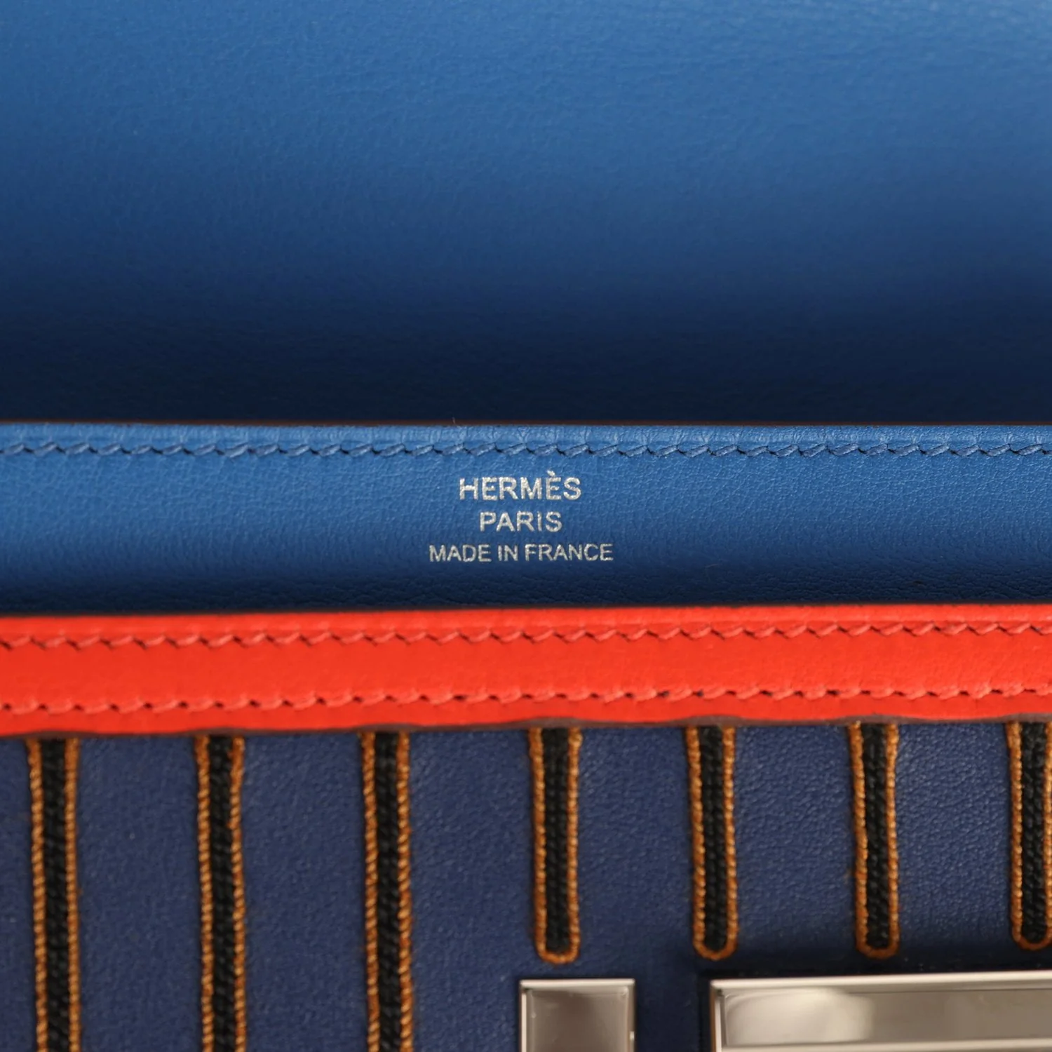 Hermes Mini Verrou 17 Capucine, Bleu Electric, Bleu Saphir Swift Palladium Hardware