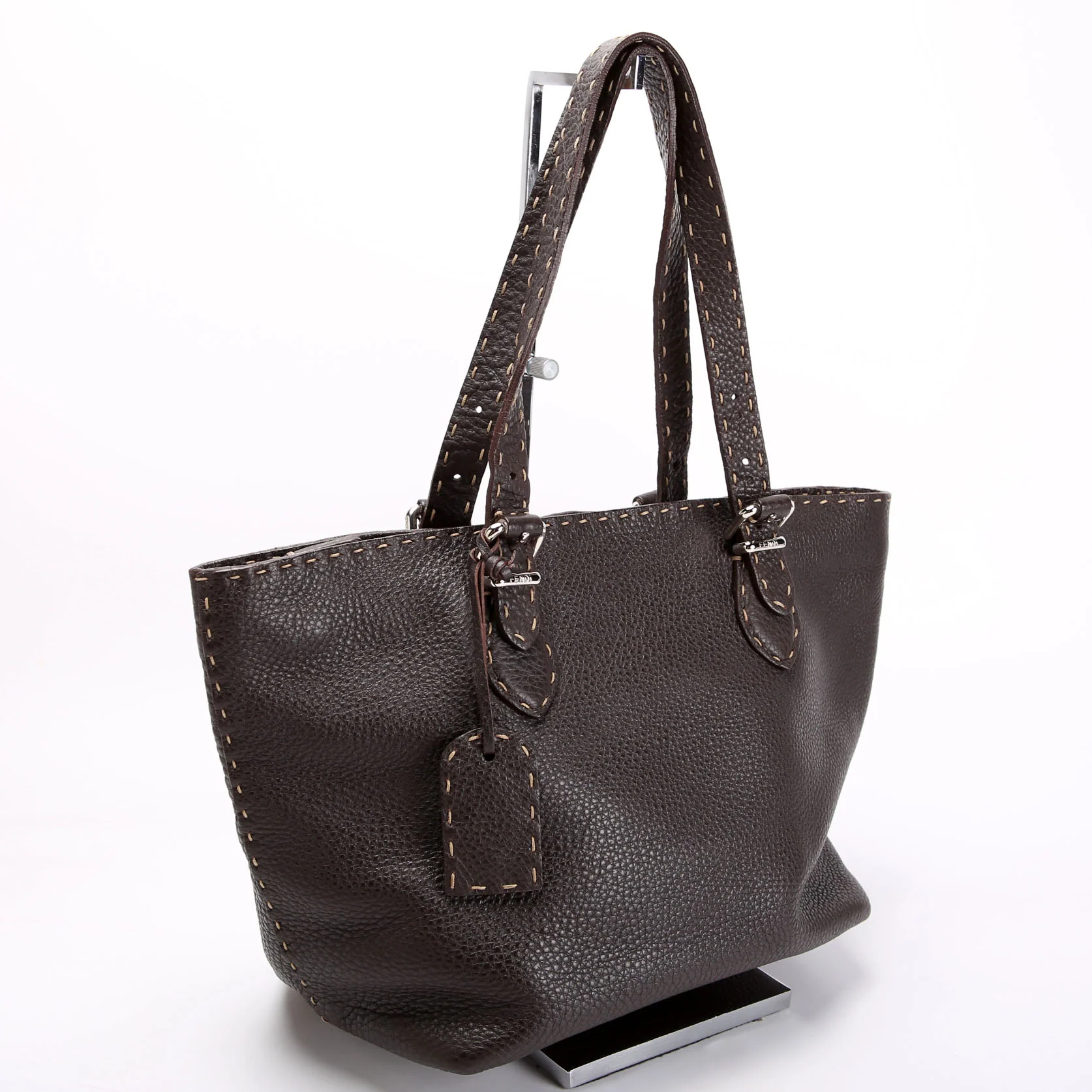FENDI 8BH135 Selleria Mini Tote Chocolate Brown