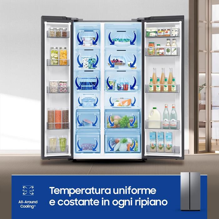 SAMSUNG - Frigorifero side by side RS70F65QDTEF Classe D-Metal Inox
