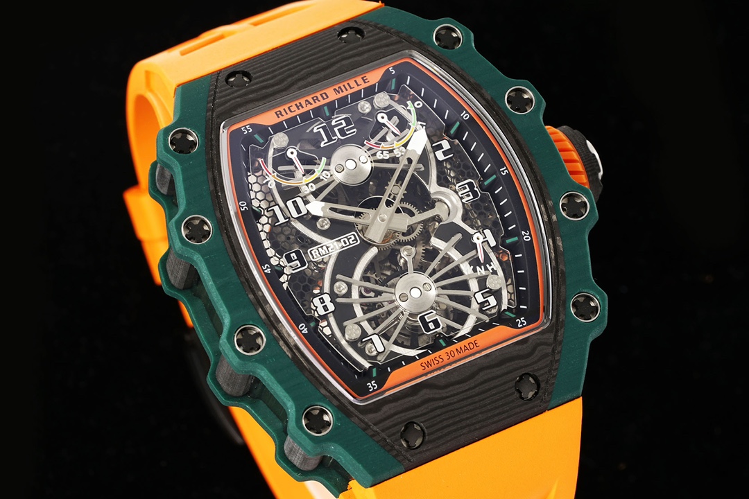 【7A Quality】Best Richard Mille RM 21-01 Tourbillon Aerodyne Replica Watch - Orange Leather Strap