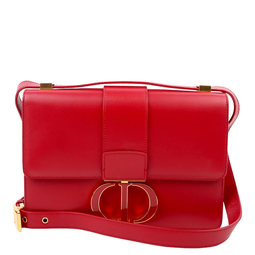 DIOR Montaigne 30 Calfskin Flap Bag Red/Gold
